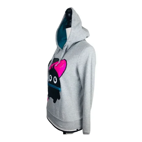 Freehold Graphic Hoodie Grey Black Pink Streetwear Zipper Cotton Blend S Small - Picture 2 of 4